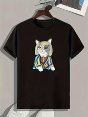 Funny Cat Print Graphic T-shirt for Men