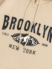 Drawstring Kangaroo Pocket Hoodie Letter Print Sweatshirt