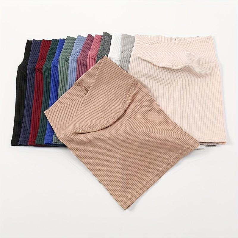 Striped Inner Cap Scarf Solid Turban Cap Casual Hijab