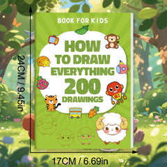 Step-by-Step Drawing Book for Kids, 200 Art Lessons with Sharks, Rabbits, Sheep