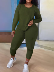 Solid Long Sleeve Top & Leggings Set