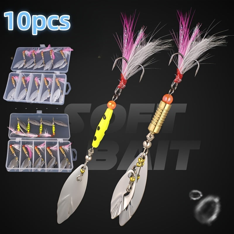 10PCS 7g 10g Sea Fishing Lure Hard Bait Spinner Lure Sharp Hook Perch Carp