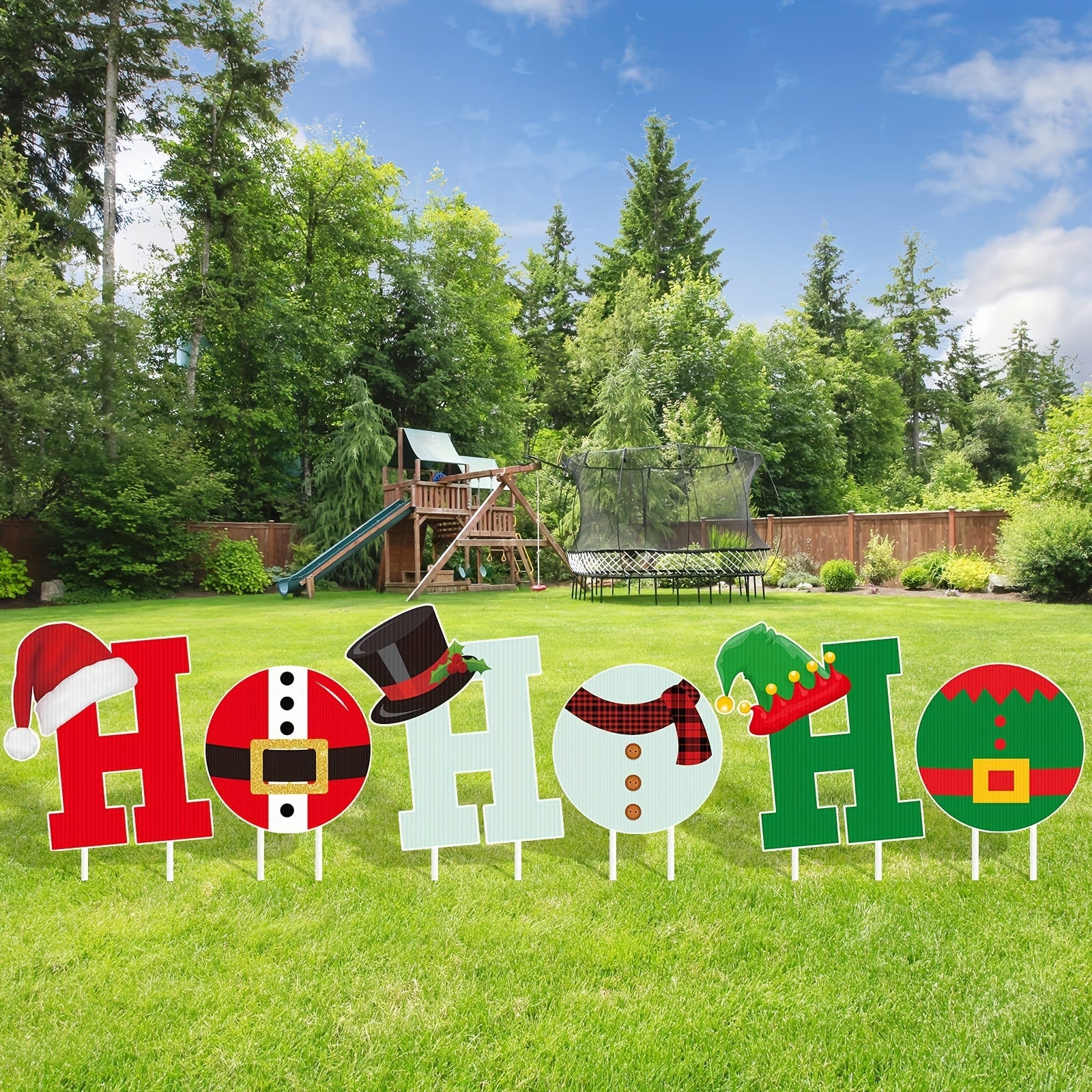 6PC Christmas HOHOHO Yard Sign Xmas Decor