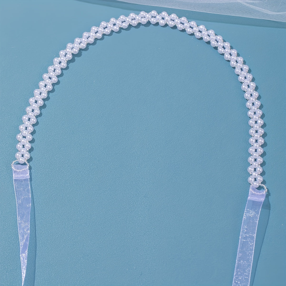 Faux Pearl Headband for Kids with Floating Ribbon