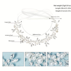 Rhinestone Bridal Headband Faux Pearl Wedding Hair Accessories