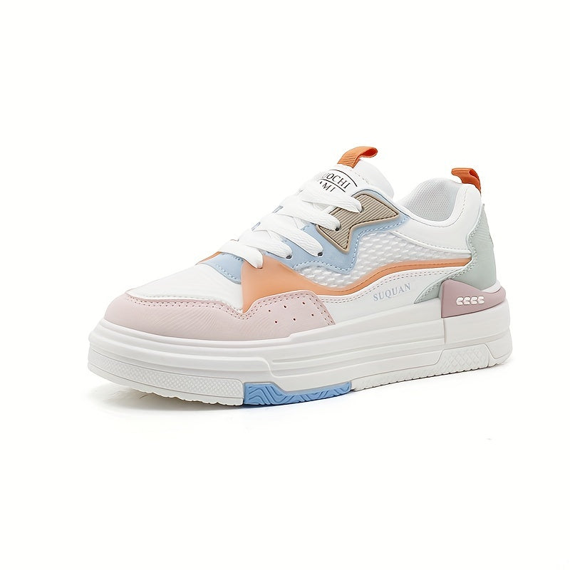 Women's Colorblock Skate Shoes Low Top Lace Up Sneakers