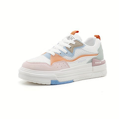 Women's Colorblock Skate Shoes Low Top Lace Up Sneakers