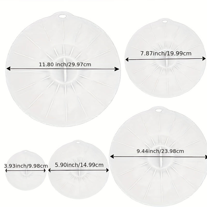 5pcs Silicone Lids Reusable Heat Resistant Food Suction Lids