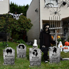 4pcs Halloween Decorations Witches Tombstones Gravestone Decor Yard Signs