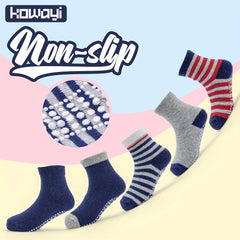 Boys Letter Print Non Slip Socks Soft Breathable Sport Crew Sock for Kids