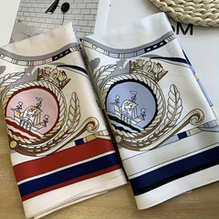 Sailboat Print Square Scarf Silk Bandana Head Wrap