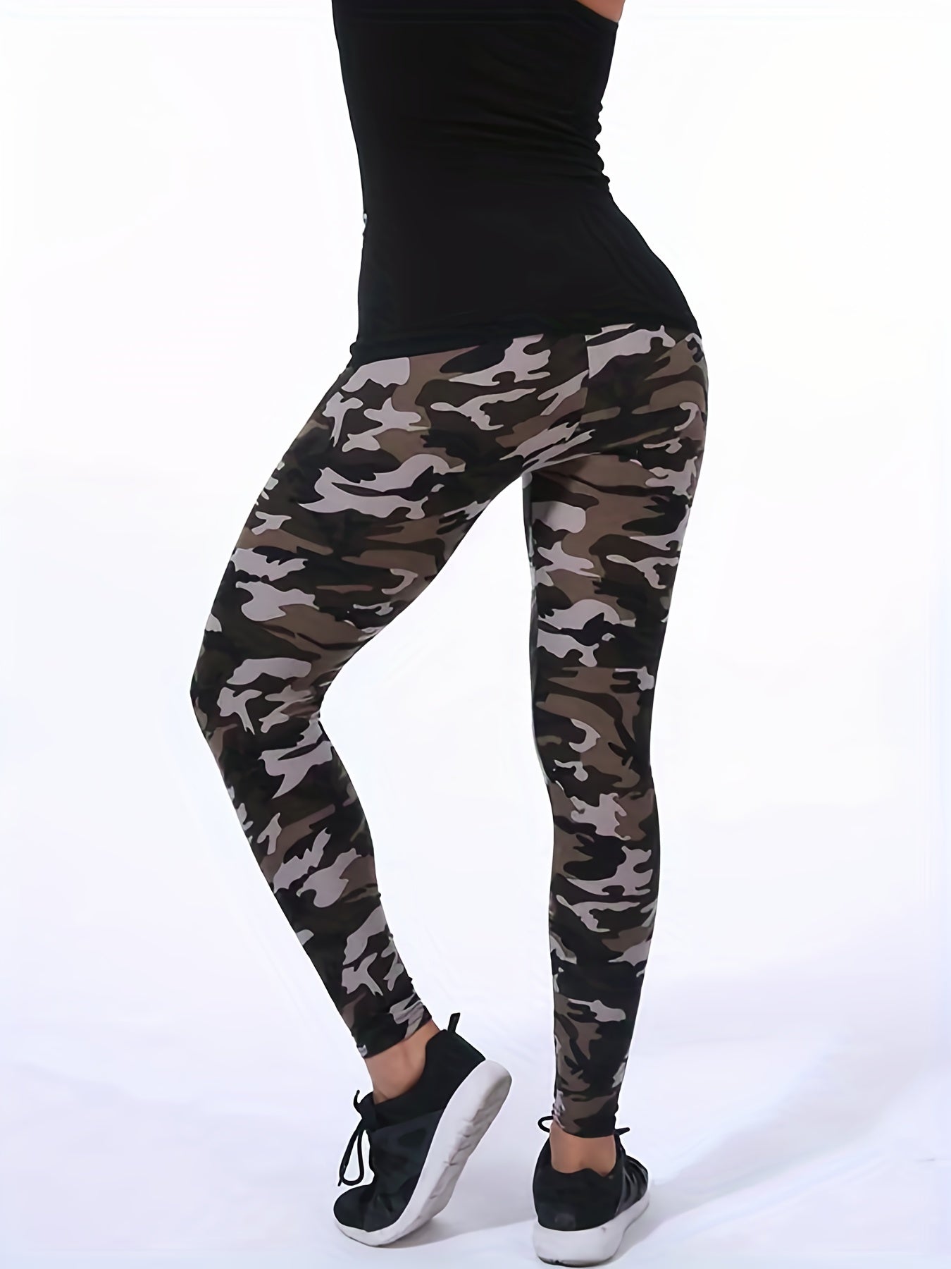 Camo Print High Waist Crop Pants Yoga Fitness Workout Outwear
