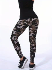 Camo Print High Waist Crop Pants Yoga Fitness Workout Outwear