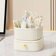 360 Rotating Makeup Organizer Cosmetic Storage Box With Drawer
