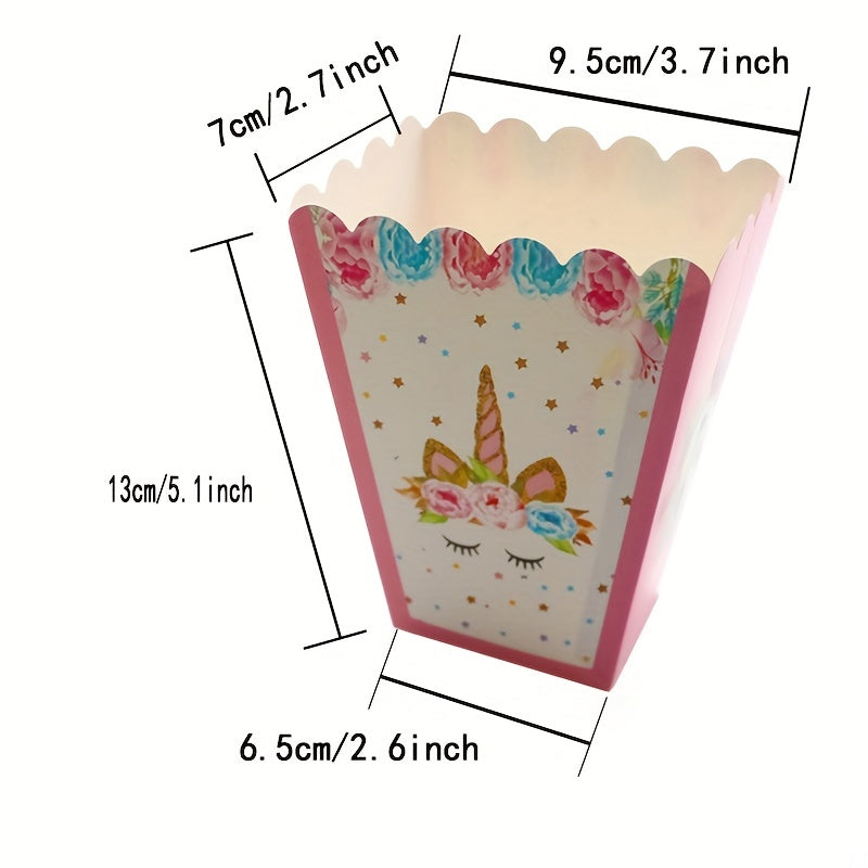 6Pcs Unicorn Popcorn Box Party Supplies