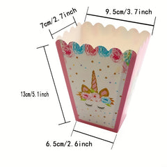 6Pcs Unicorn Popcorn Box Party Supplies