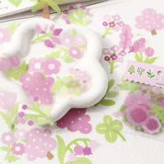 40pcs PET Flowers Waterproof Stickers DIY Decoration Scrapbook Skateboard Phone