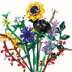 Building Blocks Bouquet Model Rose Sunflower Eternal Flowers Gift