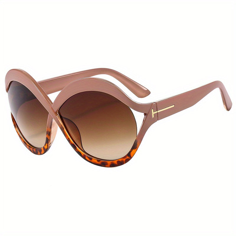 Round Frame Sunglasses Gradient Lens Hollow Block UV400