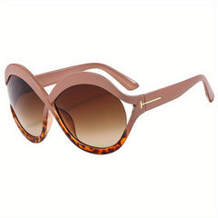 Round Frame Sunglasses Gradient Lens Hollow Block UV400