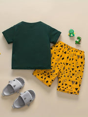 Boys Dino Print Pajama Set Top & Shorts FRIENDS Dinosaur