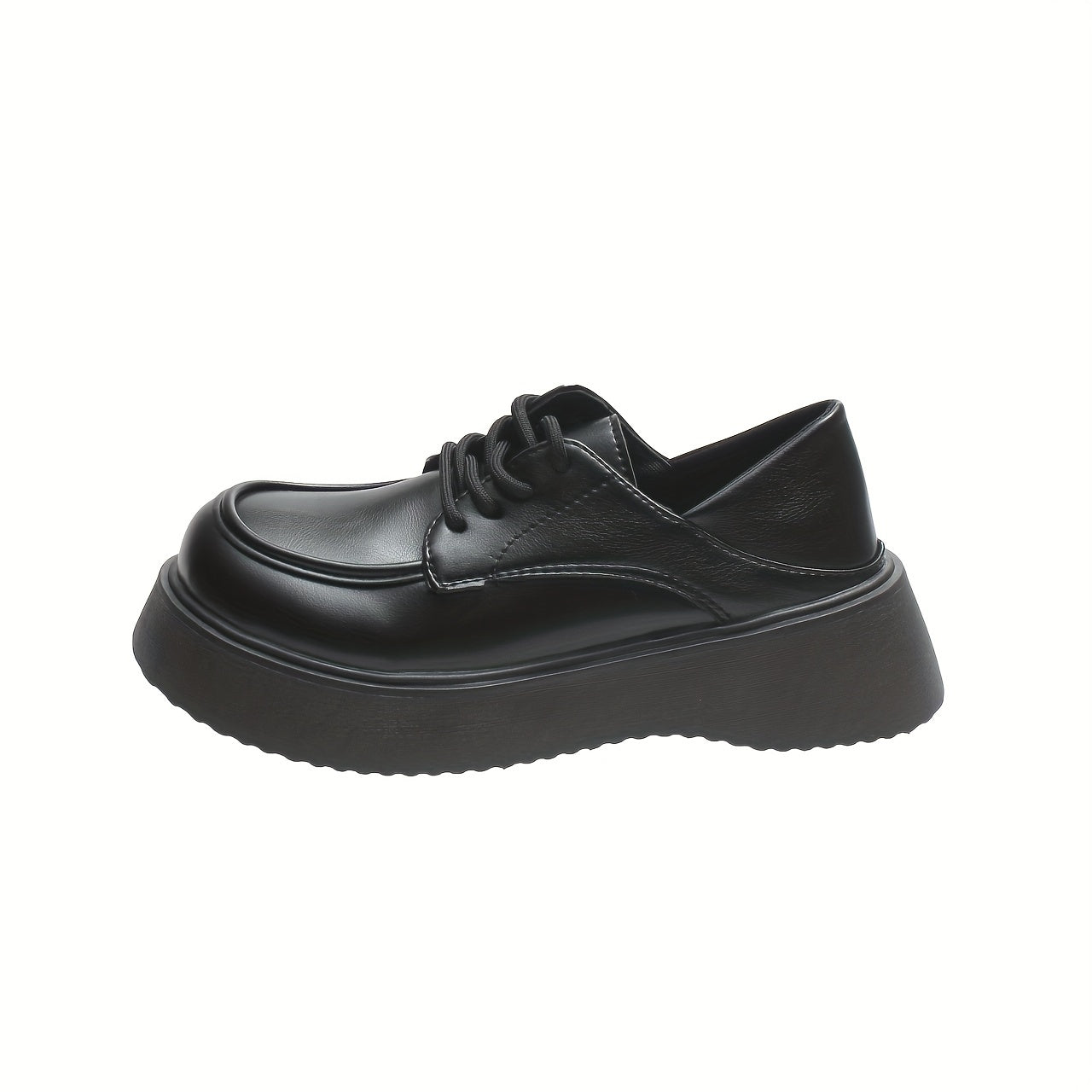 Women's Platform Loafers Lace Up Faux Leather Shoes Comfortable