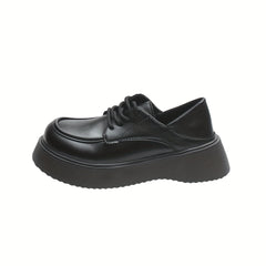 Women's Platform Loafers Lace Up Faux Leather Shoes Comfortable