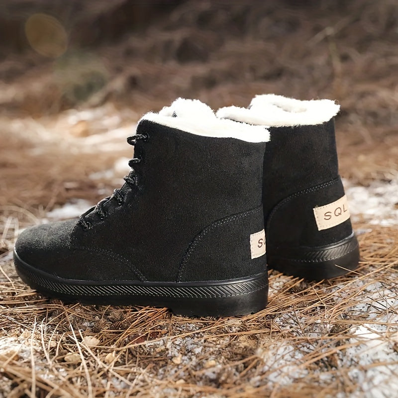 Women's Snow Boots Lace Up Platform Ankle Shoes Winter Warm & Comfortable