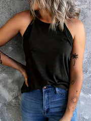 Solid Sleeveless Crew Neck Top for Women