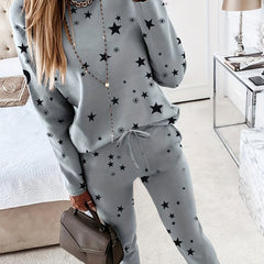 Women's Plus Star Print Top & Pants Two Piece Set