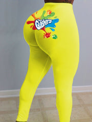 Graphic Print Skinny Leggings Casual Workout Leggings