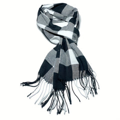Men's Winter Plaid Fringed Scarf Long Gift Scarf Collar