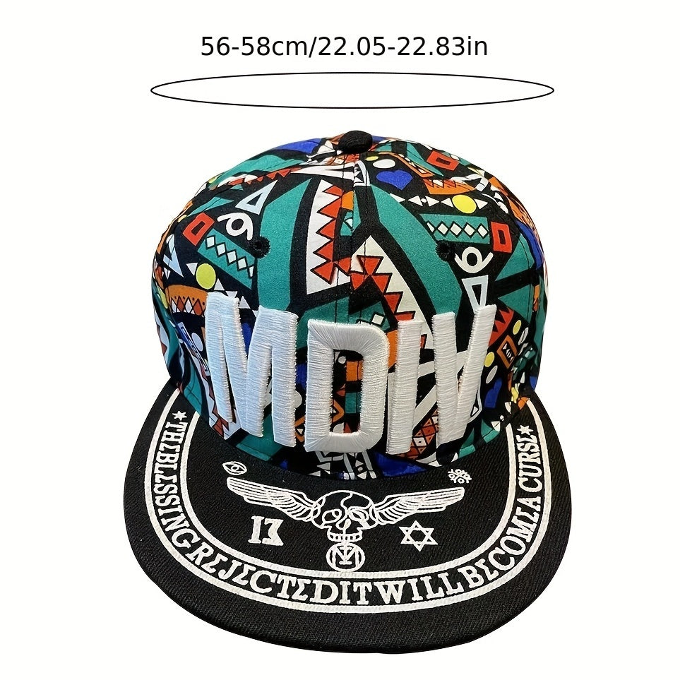 Unisex Adjustable Baseball Cap with MDIV Embroidery Geometric Pattern