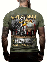 Eagle & Flag Pattern Print Men's Short Sleeve T-shirt