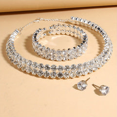 Zircon Necklace Earrings Set Bridal Wedding Jewelry
