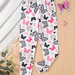 Girls' Leopard Butterfly Print Skinny Pants Leggings Ankle Length