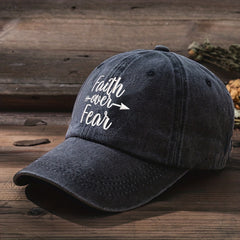 Faith Over Fear Washed Distressed Baseball Cap