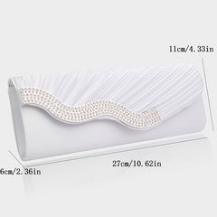 Ruched Rhinestone Evening Bag Clutch Banquet Wedding Dinner Bag