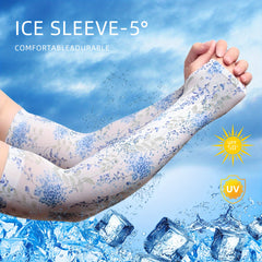 Ice Sleeves Floral Leaf Print UV Gloves Outdoor Sunproof Anti-mosquito