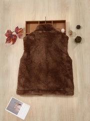 Boys' Warm Fleece Vest with Stand Collar for Fall Winter