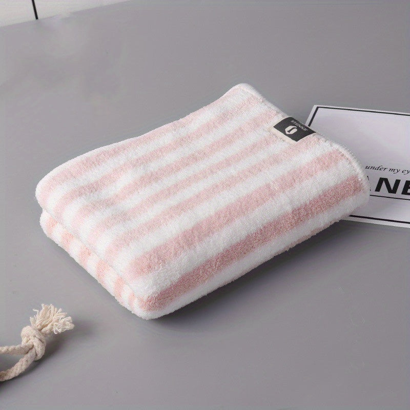 Coral Fleece Striped Towel Absorbent Hair Towel