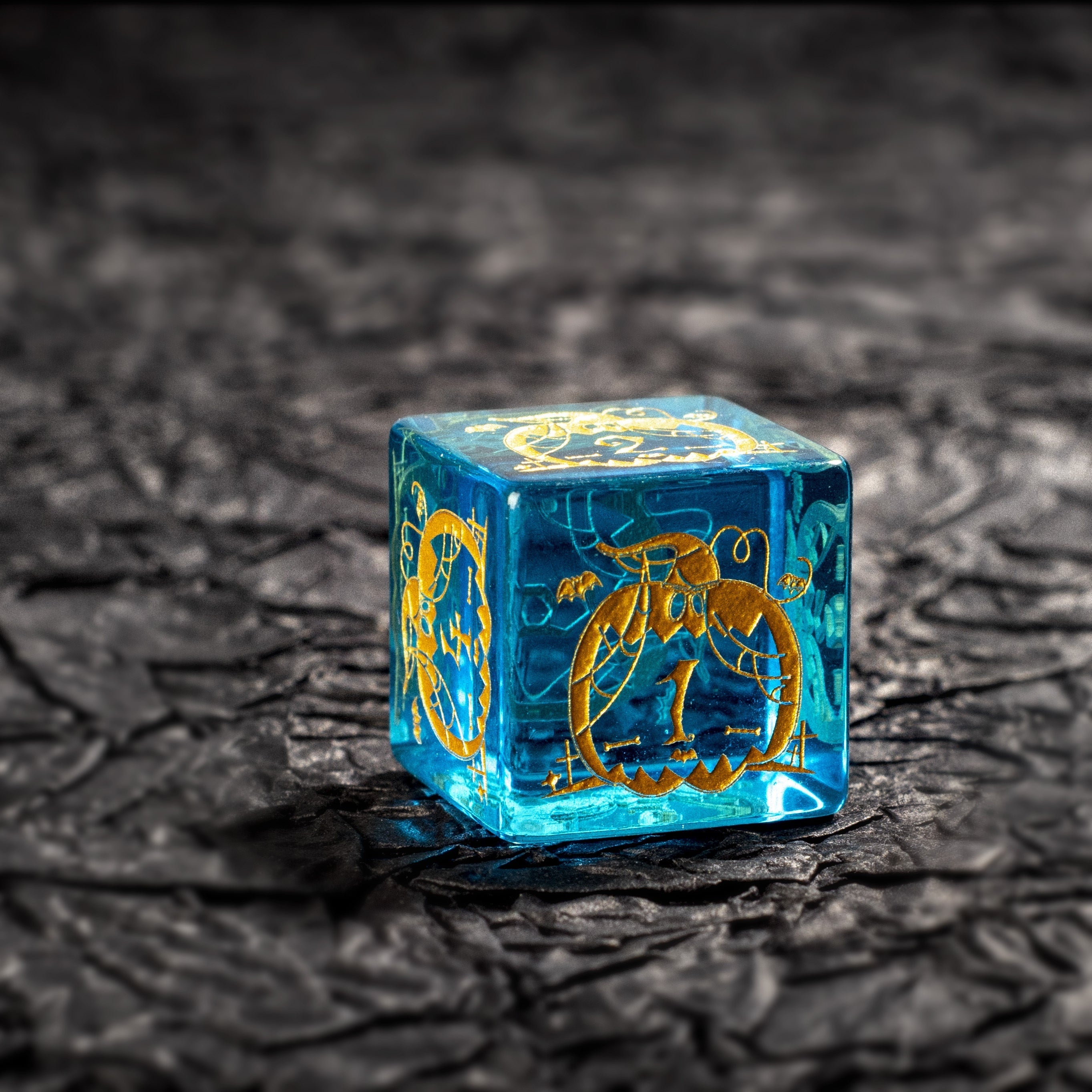 Aquamarine Glass Gemstone Dice Treasure Deep Sea Elves