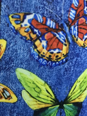 Butterfly Denim Print Skinny Leggings for Spring & Summer Women