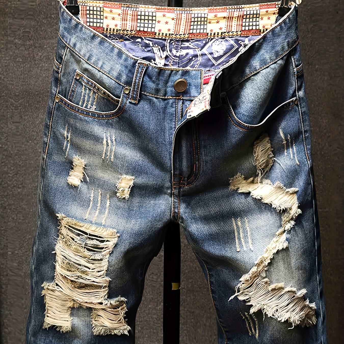 Mens Vintage Ripped Jeans Royal Straight Fit Shorts For Summer