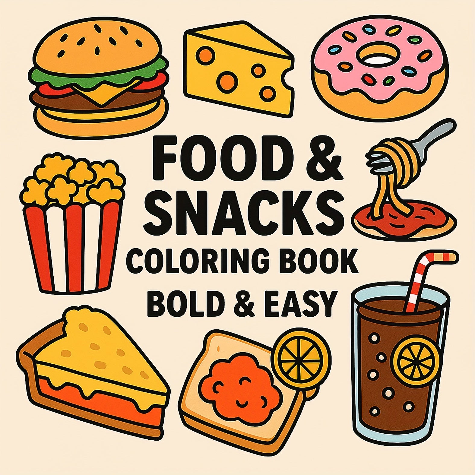 Food & Snack Coloring Book - Perfect Gift for Family & Friends