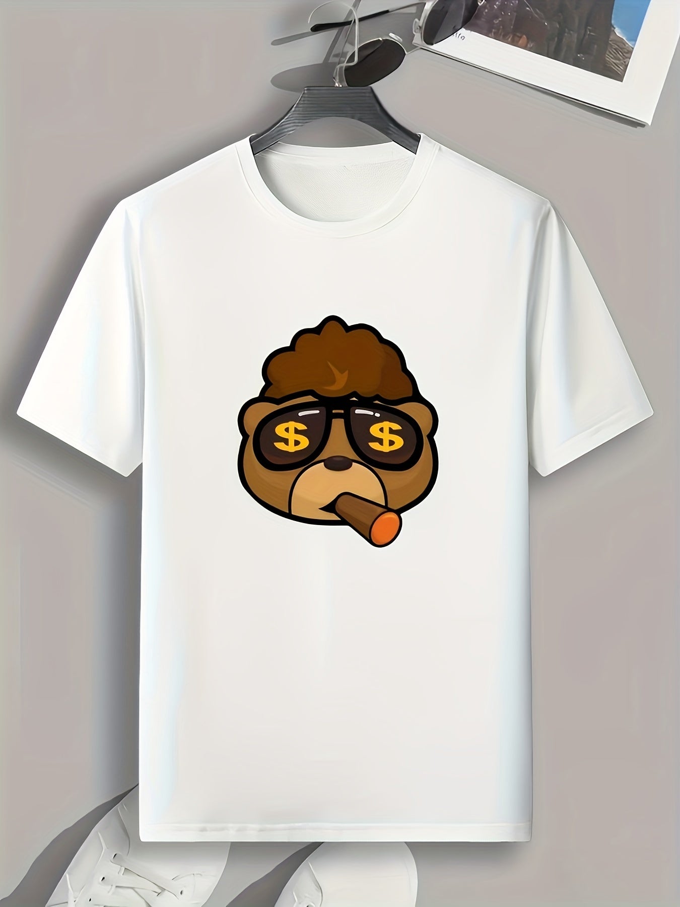 Cartoon Bear Pattern Print Men's Sports T-shirt