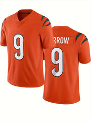 Men's American Football Jersey V-Neck Short Sleeve Embroidered Rugby Sweatshirt