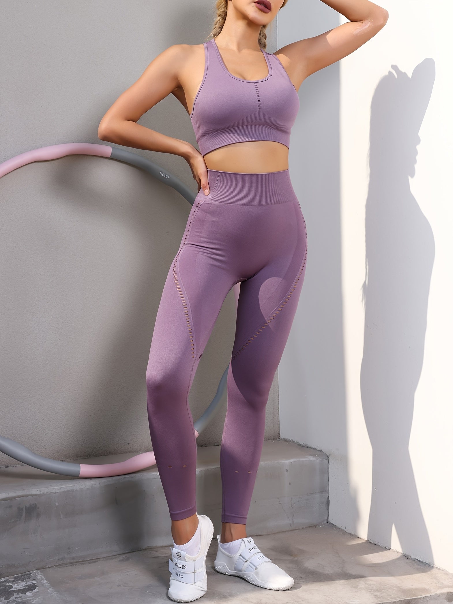 Breathable Workout Set for Women Sports Bra and High Rise Hip Lift Leggings