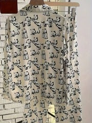 Cat Print Pajama Set Long Sleeve Top & Pants