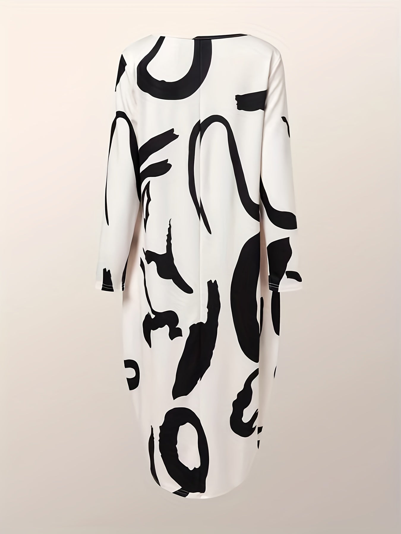 Graffiti Print Long Sleeve Round Neck Dress